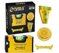 'BUBBLE LEVELS' - MINI Levelling Set (4 pcs) - Pocket PRO, T-Level, Bullseye & LINE Level | Reinforced Magnets for Maximum Adhesion | SHATTERPROOF Acrylic | Magnetic Levelling KIT for, DIY & Builders