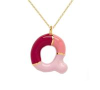 Bubble Ltter Necklace For Women, Balloon Initial Letter Alphabet Pendant 18k Gold Plated Dainty Zirconia Inlaid Necklaces Fashion Jewelry Gifts for Women, Adjustable, Brass, No Gemstone