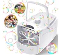 Bubble Machine, 18000+ Big/Min Bubbles Automatic Bubble Blower for Kids with 2 Speed, 6 Wands, Operated by Plugin or Batteries Bubble Maker for Party