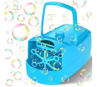 Bubble Machine 18000+ Bubble Maker Per Minute Blower for Kids Toddlers 2 Speeds 6 Wands Battery or Plug In Operated Outdoor Indoor Birthday Party Wedding (Blue)