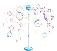 Bubble Machine Automatic,Vertical Bubble Machine for Parties,Outdoor Battery Bubble Machines with Light/Music for Birthday Wedding Party Gifts,Summer Outdoor Toys (Blue)