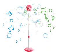 Bubble Machine Automatic,Vertical Bubble Machine for Parties,Outdoor Battery Bubble Machines with Light/Music for Birthday Wedding Party Gifts,Summer Outdoor Toys (Red)