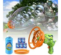 Bubble Machine, Dinosaur Bubble Gun for Kids Electric Bubble Blower Bubble in Bubble Portable Bubble Blower with Bubble Solution Automatic Bubble Maker Outdoor Toys for Wedding Garden Party (Green)