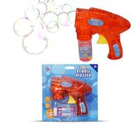 Bubble Machine for Kids 14.5cm, Light Up Gun Red with Bubble Solution Bottle 50ml, Portable Bubble Blaster, Outdoor Summer Games for Children, Gift for Kids 3+