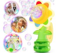 Bubble Machine for Kids, Automatic Rechargeable Bubble Machine Toy with Colorful Lighting, Fun Swing Dance Sunflower Bubble Machine for Outdoor Play, Baby Children Party Favors & Gifts
