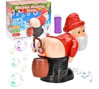 Bubble Machine for Kids Funny Light & Music Bubble Blowing Santa with 60ml Solution & Battery Christmas Toys for Girls Boys, Red