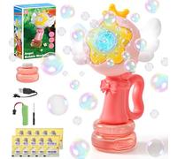 Bubble Machine for Kids, Rechargeable Angel Bubble Maker with Wings & Swinging Head, 3 Modes Automatic Light Up Bubble Blower Toys for Babies, Children & Girls, Bubble Gun Party Favors