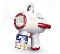 Bubble Machine for Toys Space Travel 10-Hole Electric Maker with 360 Leak-Proof Design Build-In LED Light Fast Output 5000 Bubbles per Minute Automatic Blower Ages 3-12 Unique Astronaut Theme ABS Perf
