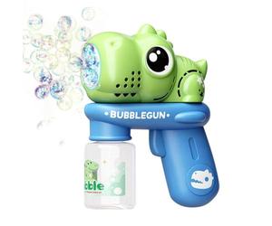 Bubble Machine Wand - Batery Powered Glow Foam Maker, Dinosaur Shape Handheld Bubble Blower, Leak Proof Outdoor Party Toy | Backyard Birthday Lawn Pool Night Fun For Kids Adults Ages 3-8+