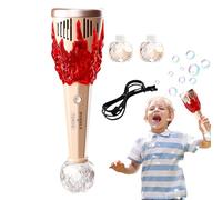Bubble Machine Wand - LED Light Up Torch 11.42in, Handheld Blower, Automatic Maker, Portable Toy For Kids Boys Girls | Outdoor Summer Party Fun Easter Birthday Gift, Birthday Party, New Year