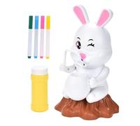 Bubble Machines for Rabbit Design Leak-Proof Small Bubble Machine with DIY Paint Markers for Girls, Boys, Outdoor, Birthday, Wedding, C