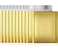 Bubble Mailer 100 Pack, Metallic Foil Bubble Mailers, Waterproof Self Seal Adhesive Shipping Bags, Cushioning Padded Envelopes for Shipping, Mailing, Packaging, Bulk (Gold,140x175mm)