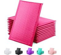 Bubble Mailer 50 Pack, Metallic Foil Bubble Mailers, Waterproof Self Seal Adhesive Shipping Bags, Cushioning Padded Envelopes for Shipping, Mailing, Packaging, Bulk Product (140x175mm, Pink)