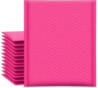 Bubble Mailers 100 Pack, Metallic Foil Bubble Mailer Waterproof Self Seal Shipping Gold Silver Black or Pink, Padded Envelopes for Mailing Packaging (Pink, 140x175mm)
