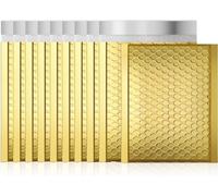 Bubble Mailers 100 Pack, Metallic Foil Bubble Mailer Waterproof Self Seal Shipping Gold Silver Black or Pink, Padded Envelopes for Mailing Packaging (Gold, 260x350mm)