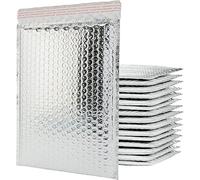 Bubble Mailers 50 Pack Silver, Metallic Foil Bubble Mailers, Waterproof Self Seal Adhesive Shipping Bags, Cushioning Padded Envelopes for Shipping, Mailing, Packaging, Bulk (200 x 265mm)