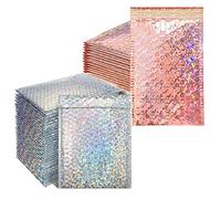 Bubble Mailers,RoadLoo 40 Pieces Padded Envelopes Sealing Cushion Envelopes Metallic Classy Holographic Cushion Envelope Seal Closure Envelope Shipping Bags for Mailing Shipping and Packing