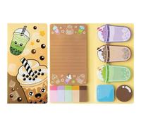 Bubble Milk Tea Notes Set, 550 Sheets,Cute Cartoon Dog Post It Notes with 3 Point Pens, Self-Adhesive Writing Memo Pages Back to School Office Supplies