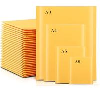 Bubble Padded Kraft Envelopes Assorted Sizes - A3, A4, A5, A6 - Postal Wrap Bags for Secure Shipping (Gold, A6) Pack of 10 Envelopes