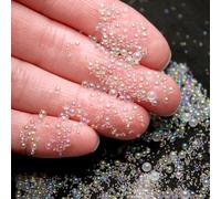 Bubble Pixie Dust Mixed Sizes, Iridescent Clear Glass Microbeads, Tiny Round Bubbles Powder, Waterbeads Sprinkle Toppings, for Fairy Dust Bottle, Resin Filler, Dollhouse Bath Tub (20 Grams)