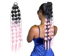 Bubble Ponytail Extension - 19.6 Inch Soft Lightweight Hairpiece with Hair Tie | Colourful Bubble Ponytail Hair Extension for Women Girls Party Daily Styling