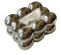 Bubble Shape Tissue Box Holder, Ceramic Tissue Box Holder - Cosmetic Tissue Dispenser, Shiny Tissue Holder in Cloud Shape for Bathroom, Living Room, and Office (Silver)