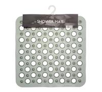 Bubble Shower Mat - Non Slip PVC Design. Square 43 x 43 cm. (Transparent Grey)