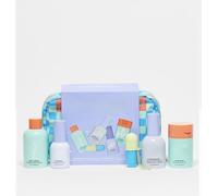 Bubble Skincare Travel Collection, Hydrating 4-Piece Set with Soft Launch Cleanser, Star Dew Cream, Water Slide Serum, Slam Dunk Moisturizer in Mint Checkered Case