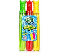 Bubble Sticks 60ml Each pack of 3 - Colourful Bubble Wands with Solution, Party Bag Fillers, Outdoor Garden Fun, Summer Bubbles, Birthday Party Favours, Bubbles for Children Age 3+