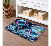 Bubble Swirl Quick Dry Bath Mat, Colorful Abstract Water Pattern Absorbent Non Slip Shower Mat, Summer Decorative Flannel Washable Bath Rugs for Bathroom Toilet Restroom 16x24 Inch