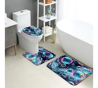 Bubble Swirl Quick Dry Bath Mat, Colorful Abstract Water Pattern Absorbent Non Slip Shower Mat, Summer Decorative Flannel Washable Bath Rugs for Bathroom Toilet Restroom 3 Piece Sets