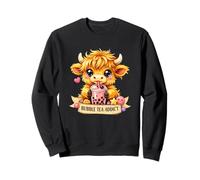 Bubble Tea Addict Highland Cow | Kawaii Pink Boba Tea Sweatshirt