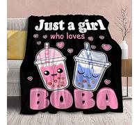 Bubble Tea Blanket Plush Fleece Throw-Just A Girl Who Loves Kawaii Gift for Girls Kids Women Bubble Tea Stuffed Soft Lightweight Flannel Blankets Toddler Sheet for Sofa-40x50 Inches
