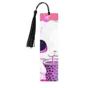 Bubble Tea Bunny Double-Sided Printed Wooden Bookmarks 5pcs, Women Presents for Book Lovers Cool Notebook Accessories Birthday Presents for Men(5 Piece Set)