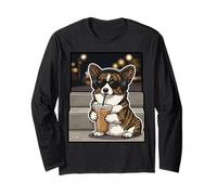 Bubble Tea Cardigan Welsh Corgi Owner Dog Trainer Boba Corgi Long Sleeve T-Shirt