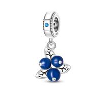 Bubble Tea Coffee Cake Love Heart Travel Holiday Bag Paris Birthday Charm Bead Pendant 925 Sterling Silver Compatible With Pandora Charm Moments Bracelet (Blueberries Grape Blackcurrant Fruit)