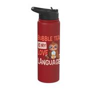 Bubble Tea is My Love Language Boba Tea Cute Sloth Stainless Steel Insulated Water Bottle
