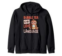 Bubble Tea is My Love Language Boba Tea Cute Sloth Zip Hoodie