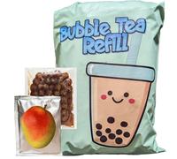 Bubble Tea Kit Refills - Extra Boba Pearls & Milk Tea Powder Packets For Bubble Tea Set. Instant Tapioca Pearls/Boba Balls In Brown Sugar Syrup, 3 in 1 Flavoured Milkshake Powder Drink Mix. (Mango)