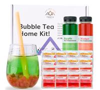 Bubble Tea Kit (Serves 16) - Apple & Mango with Mango and Strawberry Popping Boba, Fruit Tea Concentrate, Low Calorie Low Sugar