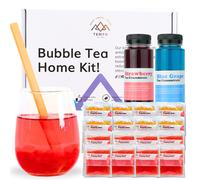 Bubble Tea Kit Serves 16 Blue Grape Strawberry with Mango Strawberry Pop