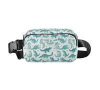 Bubble Tea Pattern Women Men Teens Fashionable Fanny Waist Pack for Travel Vacation Running, Cute Cartoon Crocodile Alligator, One Size