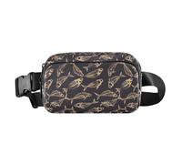 Bubble Tea Pattern Women Men Teens Fashionable Fanny Waist Pack for Travel Vacation Running, Dead Fish Skeletons, One Size