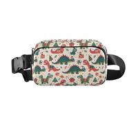 Bubble Tea Pattern Women Men Teens Fashionable Fanny Waist Pack for Travel Vacation Running, Dinosaur Rex Christmas, One Size
