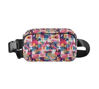 Bubble Tea Pattern Women Men Teens Fashionable Fanny Waist Pack for Travel Vacation Running, Flamingo Christmas Pink, One Size