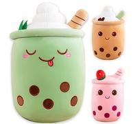 Bubble Tea Plush Boba Stuffed Animal Soft Toys Cute Boba Pillow Plushies Gifts for Kids Adults (Green, 35cm)