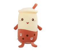 Bubble Tea Plush Pillow - 20cm Cute Milk Tea Stuffed Toy (12x12x20cm) - Soft Short Plush Hugging Pillow for Kids, Pastel Yellow