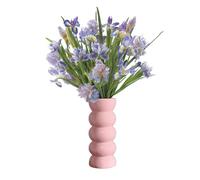 Bubble Vase, White Ceramic Vase, Tall Flower Vase, Modern Round Cylinder Vase, Dried Flowers Wavy Vase, Decorative Multicolor Vases for Living Room Bedroom Office Table Housewarming Gifts(Pink-L)