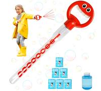 Bubble Wand Blower for Kids, Smiling Face Bubble Wand, 32 Holes Bubble Machine Stick Toy, Toddlers Outdoor Party Toys Birthday Gift for 3 4 5 6 7 8 Year Old Girls Boys (RED)