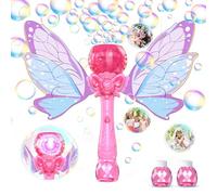 Bubble Wand for Kids Girls Butterfly Bubble Wand Light Up Automatic Bubble Machine Blower Maker Wands with Bubble Solution,10000+ Bubbles/Min for Toddlers Outdoor Party Toys Birthday Gift